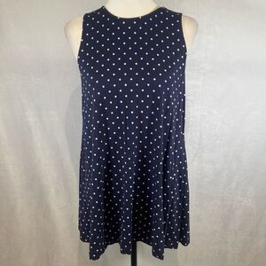 Old Navy navy and white polka dot swing tunic top size medium